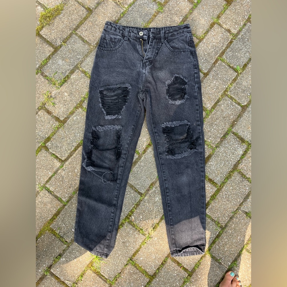 Shein distressed black jeans